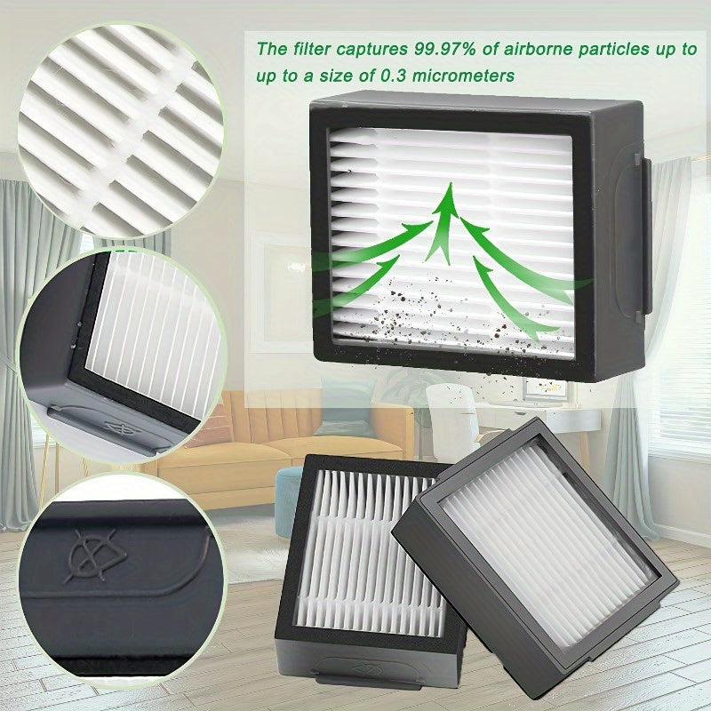 Vacuum Cleaner Accessories - 10 Pieces of Multi-Surface Rubber HEPA Filters & Side Brushes Compatible with iRobot Models I3, I4, I6, I7, I8, Plus Series & E5, E6, E7