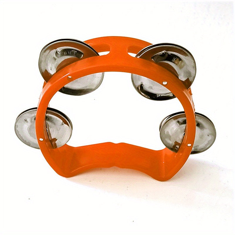 Vibrant tambourine with 4 bells - sturdy plastic percussion for all ages, great for events and music lovers.