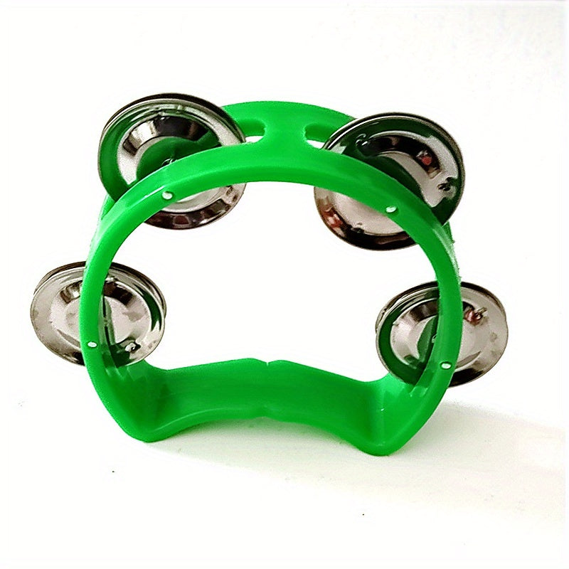 Vibrant tambourine with 4 bells - sturdy plastic percussion for all ages, great for events and music lovers.