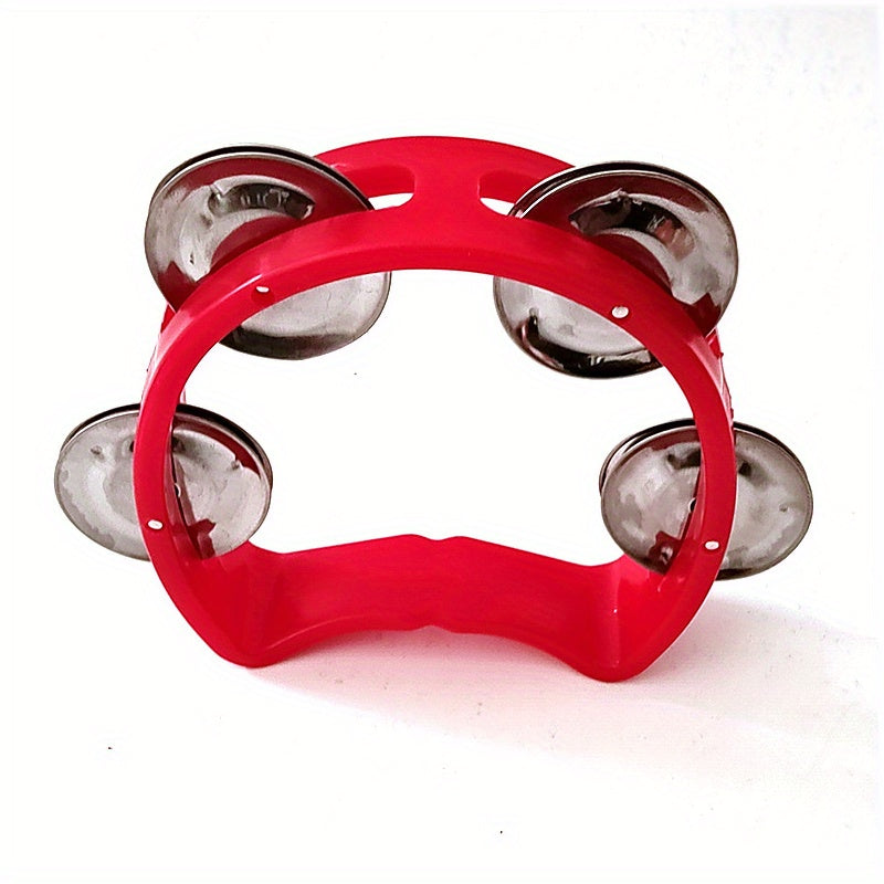 Vibrant tambourine with 4 bells - sturdy plastic percussion for all ages, great for events and music lovers.