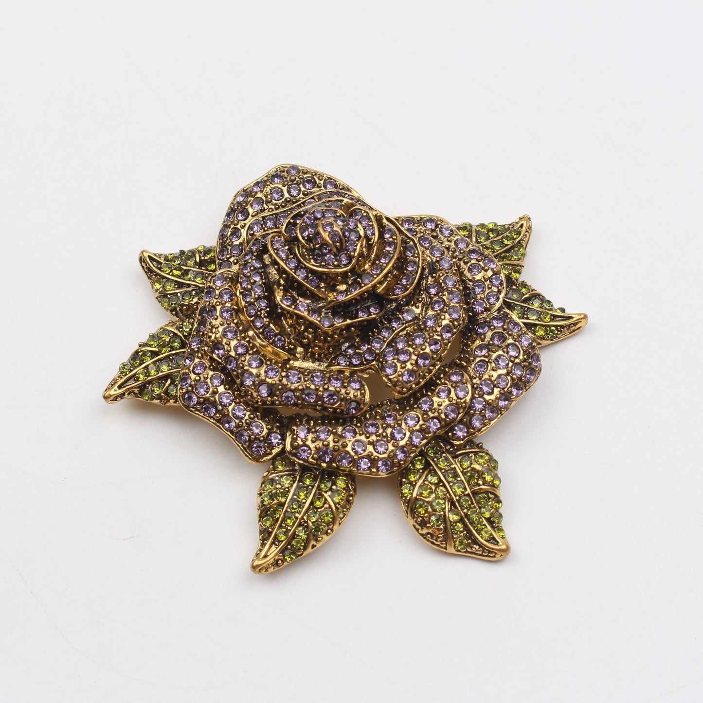 Minimalist Flower-Shaped Enamel Rose Brooch with Czech Diamond Accents, Stylish Floral Pin for Fashion Accessory