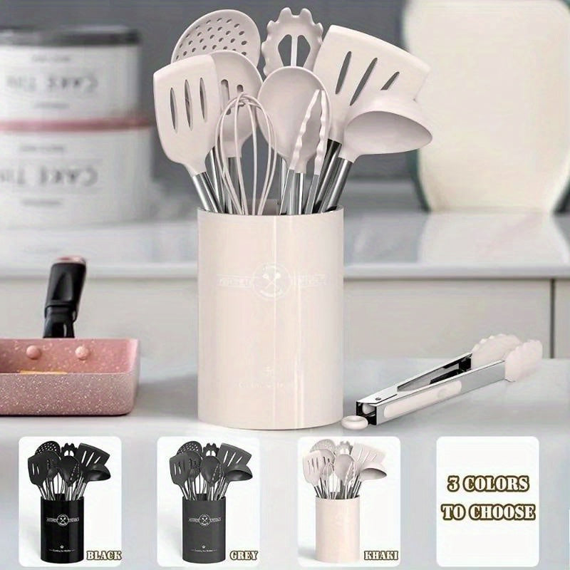 43-Piece Silicone Kitchen Utensil Set by Umite Chef - Includes Non-Stick, Heat Resistant Tools with Stainless Steel Handles and Organizer Stand