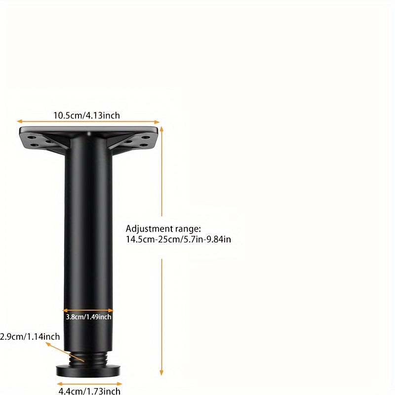 Прочные регулируемые стальные опорные ножки с пластиковыми ножками для каркасов кроватей, диванов и столов — рассчитаны на интенсивное использование