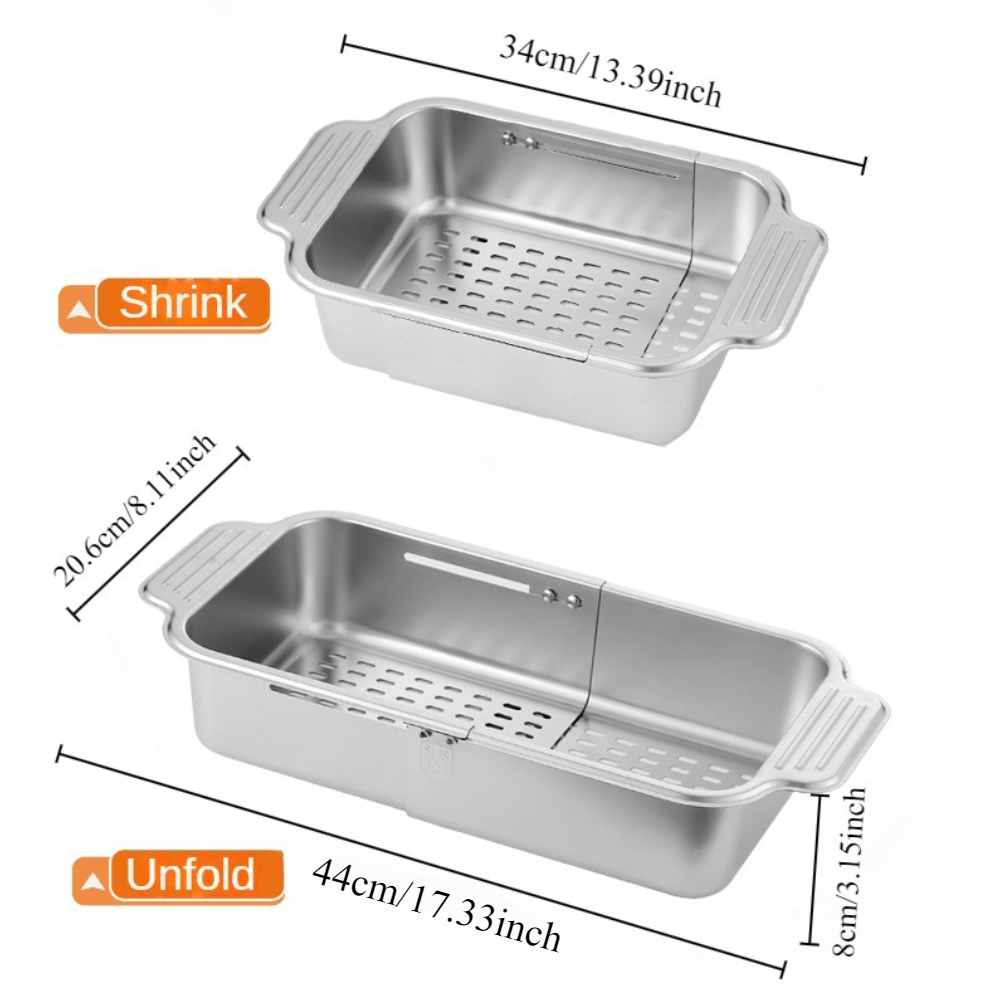 Versatile Stainless Steel Sink Colander Basket - Ideal for Washing Fruits, Veggies & Straining Pasta, a Must-Have Kitchen Utensil