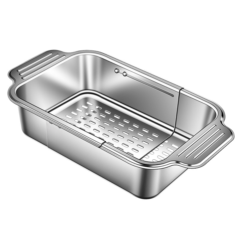 Versatile Stainless Steel Sink Colander Basket - Ideal for Washing Fruits, Veggies & Straining Pasta, a Must-Have Kitchen Utensil