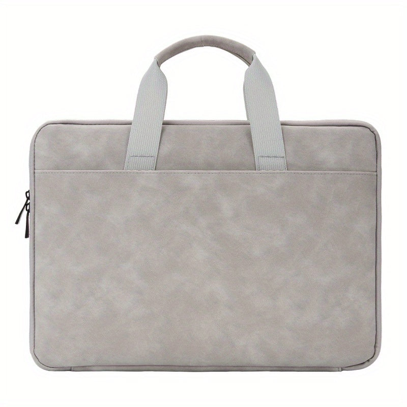 Spacious gray PU leather laptop bag fits 33.02-40.64 cm laptops with organized compartments for essentials.