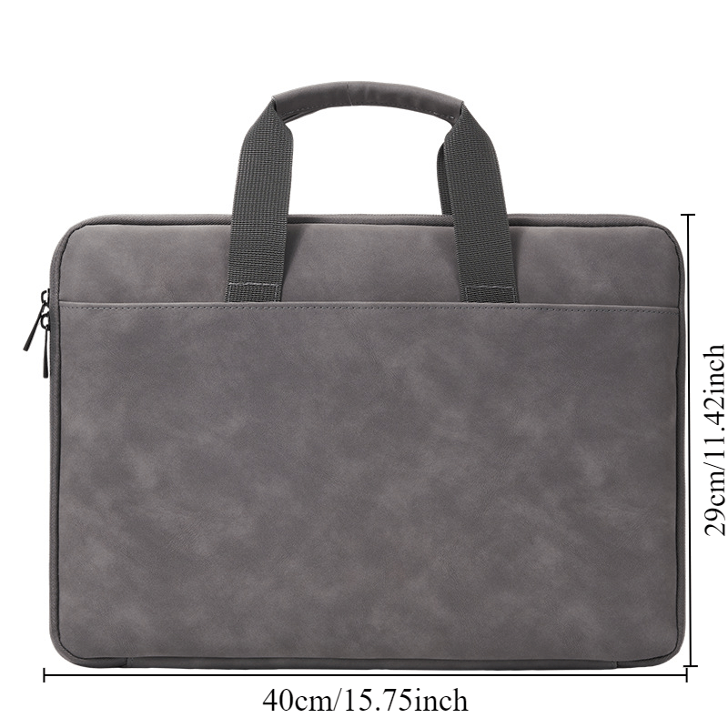 Spacious gray PU leather laptop bag fits 33.02-40.64 cm laptops with organized compartments for essentials.