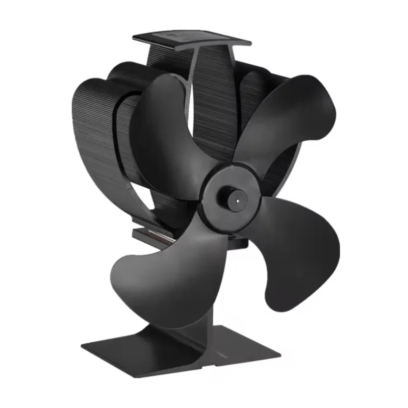 Eco-friendly Aluminum Table Fan with 4 Blades, Heat-Resistant and Silent for Fireplace, Portable Non-Electric Fan for Wood Stove, with Multiple Components for Efficient Heat Circulation.