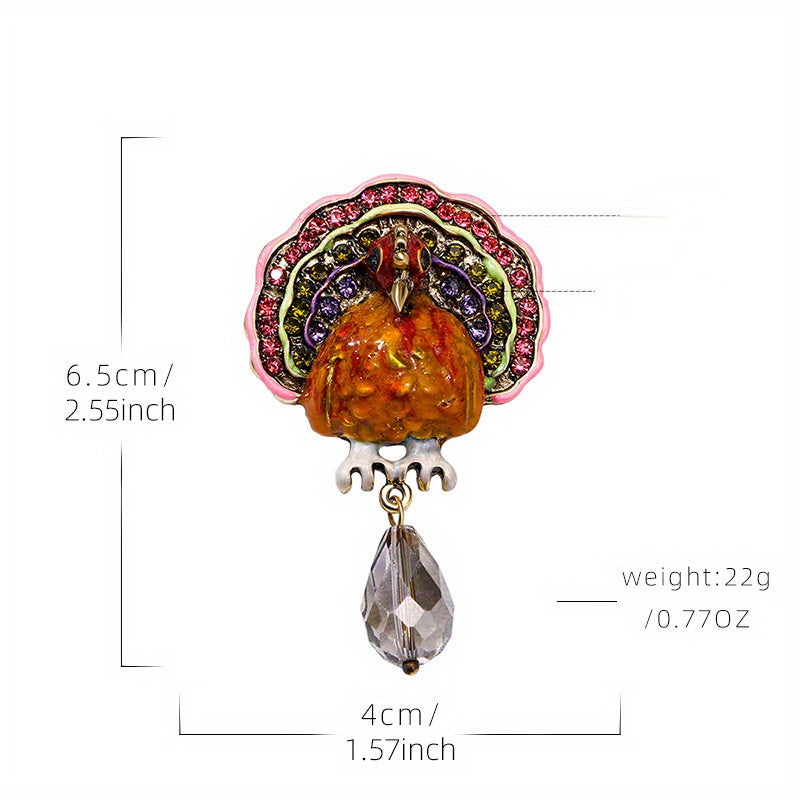 Stylish Enamel Turkey Brooch Pin - Ideal for Thanksgiving and Special Events, Fashionable Accessory