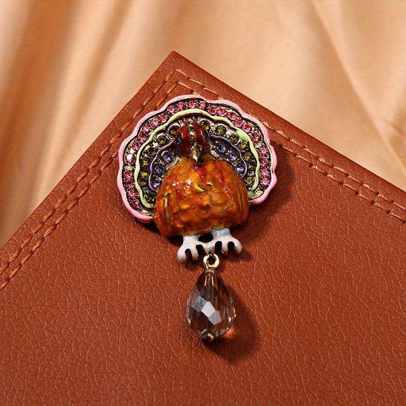 Stylish Enamel Turkey Brooch Pin - Ideal for Thanksgiving and Special Events, Fashionable Accessory