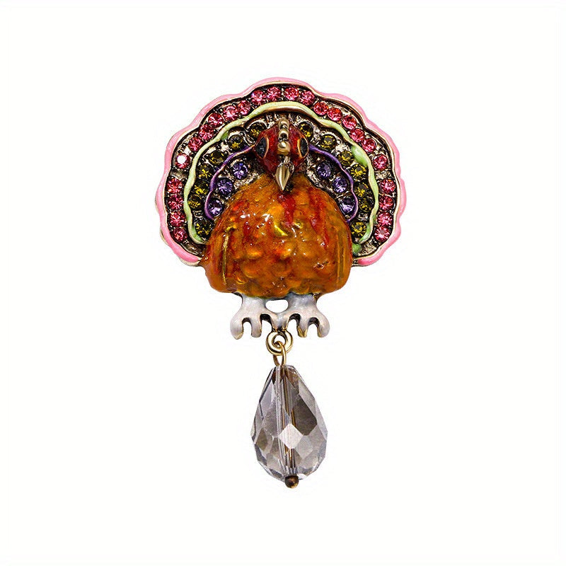 Stylish Enamel Turkey Brooch Pin - Ideal for Thanksgiving and Special Events, Fashionable Accessory