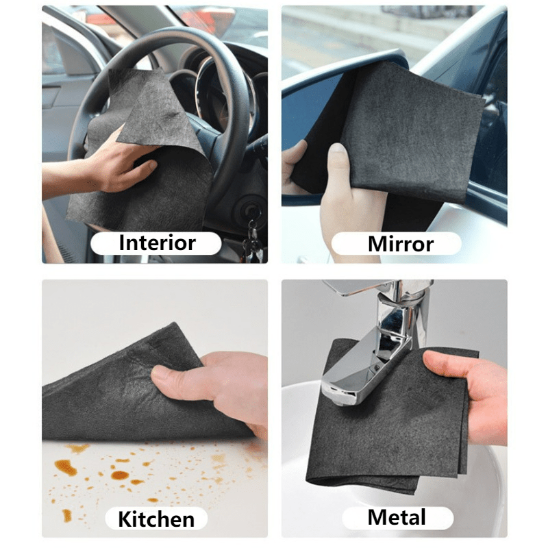 Magic polyester cleaning cloth for windows, mirrors, cars, kitchen, and bathroom surfaces, thick and streak-free.