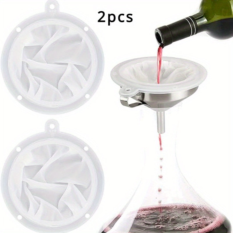 Ultra-Thin Nylon Colanders and Wine Strainers Set of 2 - Compatible with 12.7cm Kitchen Funnel for Straining Juice, Milk, Coffee, and Oil