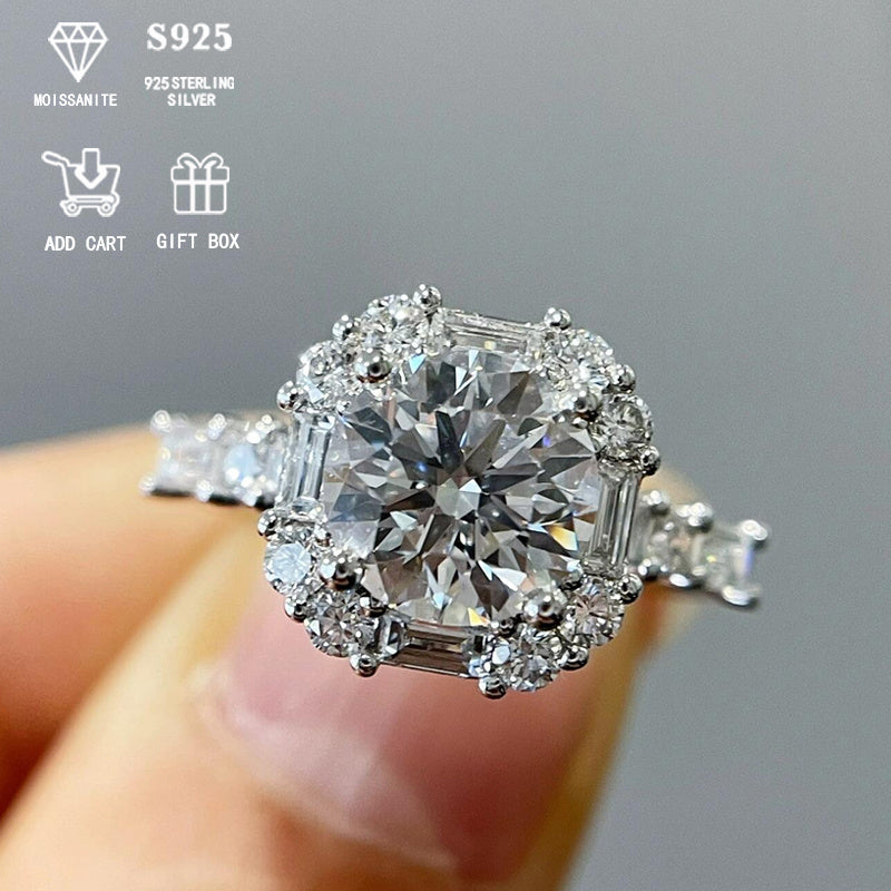 Vintage Court Style 2 Carat Moissanite Engagement Ring for Women - Elegant Luxury Piece, Hypoallergenic 925 Sterling Silver Plating, Perfect Proposal or Wedding Anniversary Gift, Comes with Exquisite Gift Box - Stunning Valentine's Day Jewelry Option