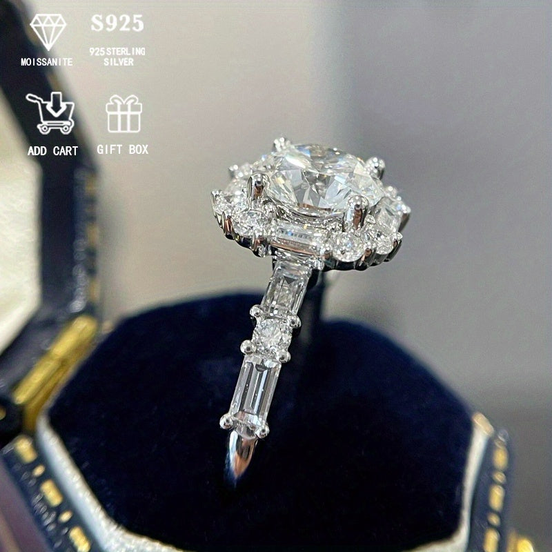 Vintage Court Style 2 Carat Moissanite Engagement Ring for Women - Elegant Luxury Piece, Hypoallergenic 925 Sterling Silver Plating, Perfect Proposal or Wedding Anniversary Gift, Comes with Exquisite Gift Box - Stunning Valentine's Day Jewelry Option