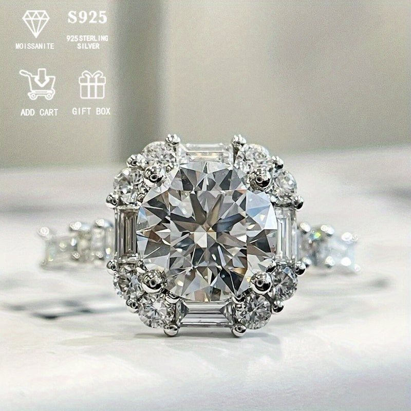 Vintage Court Style 2 Carat Moissanite Engagement Ring for Women - Elegant Luxury Piece, Hypoallergenic 925 Sterling Silver Plating, Perfect Proposal or Wedding Anniversary Gift, Comes with Exquisite Gift Box - Stunning Valentine's Day Jewelry Option