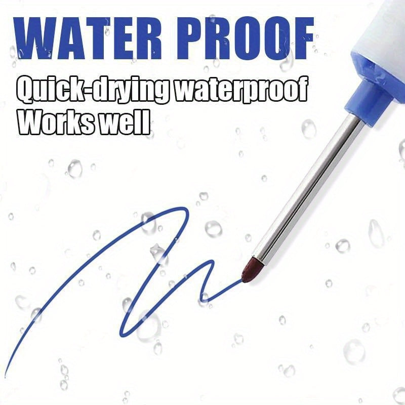 Pack of 4 waterproof metal perforating pens with long nibs, suitable for woodworking, bathroom, and decoration in black, blue, red, and green.