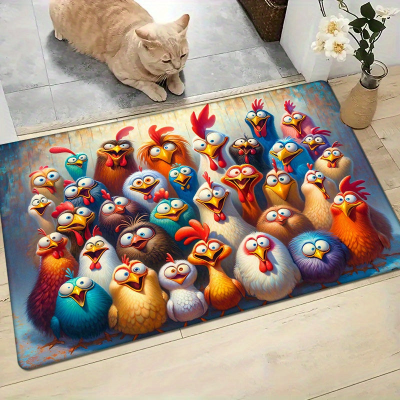 Make your home feel inviting with the Welcome Home Non-Slip Doormat. This 1-piece mat features a flannel material with a colorful turkey and wood design. The washable polyester construction makes it ideal for entryways, gardens, and living spaces.