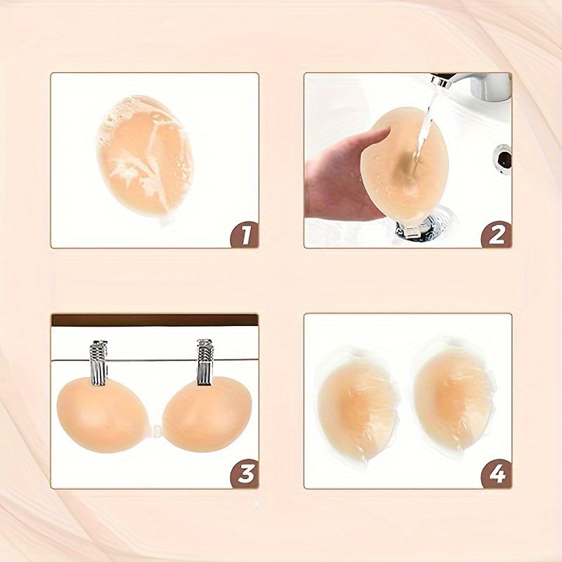 One strapless self-adhesive push-up bra with invisible silicone straps, for women's lingerie.