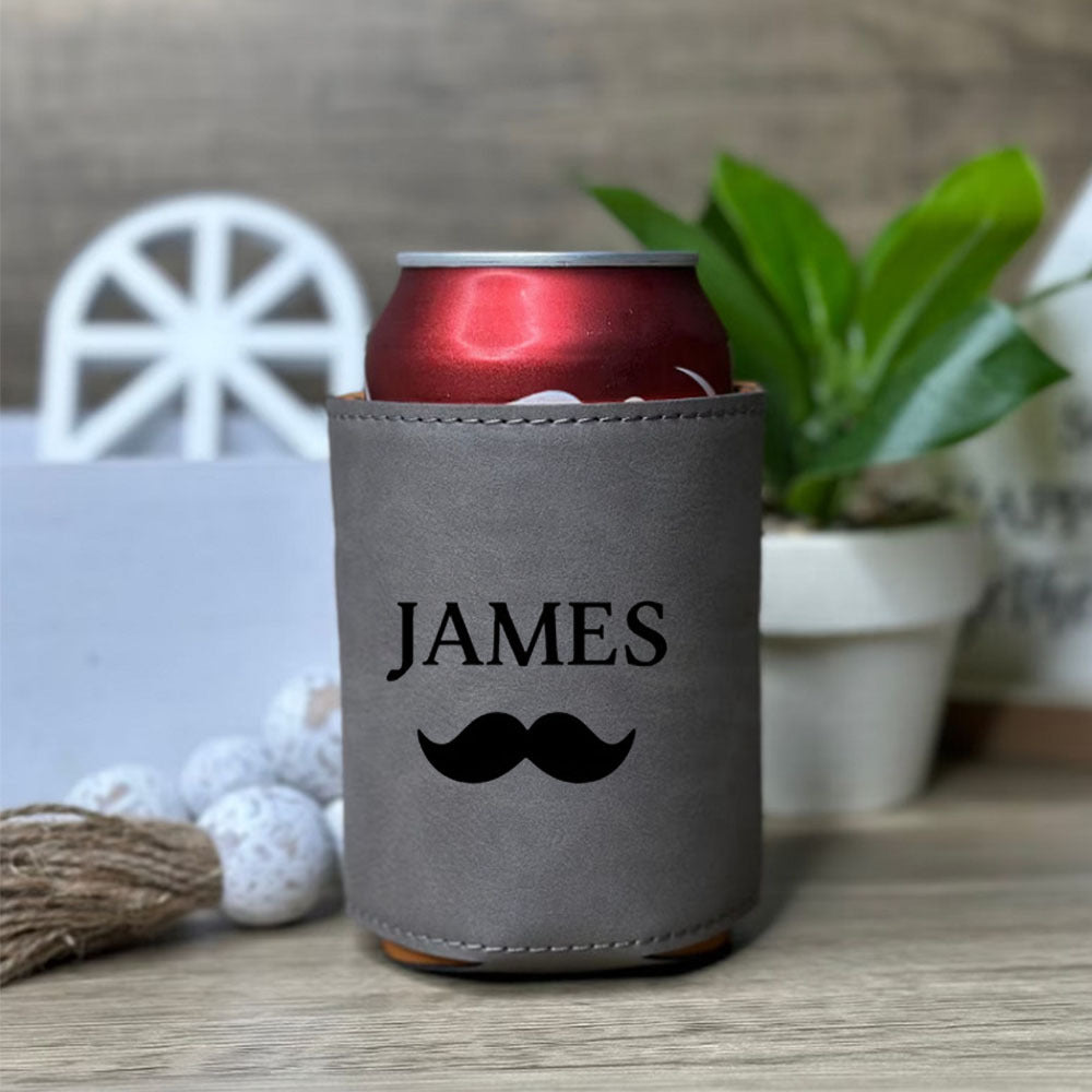 Personalized laser-engraved cooler holder for groomsmen and Him