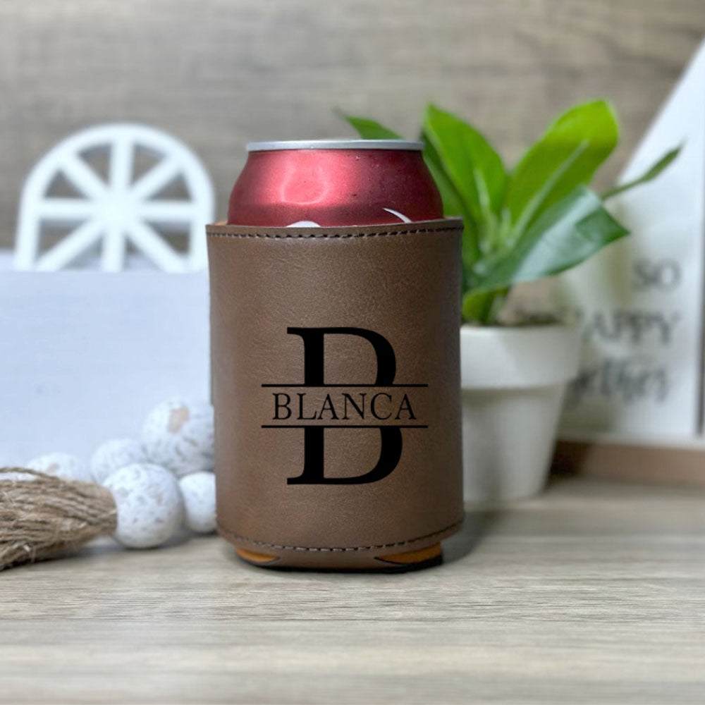 Personalized laser-engraved cooler holder for groomsmen and Him