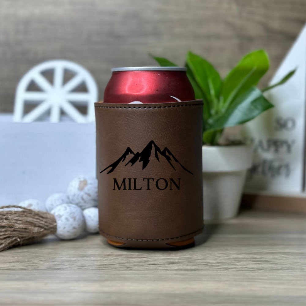 Personalized laser-engraved cooler holder for groomsmen and Him