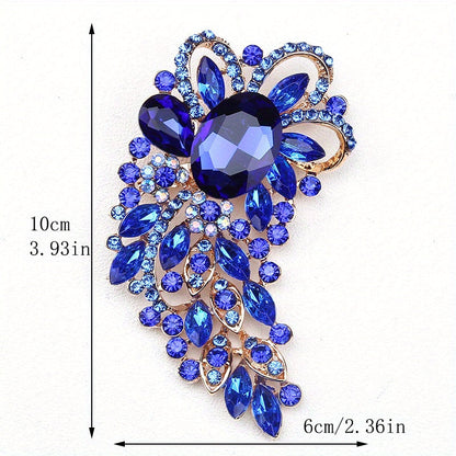 Chic and luxurious rhinestone brooch - Large alloy glass pin with unique shape - Versatile and elegant fashion accessory for women.