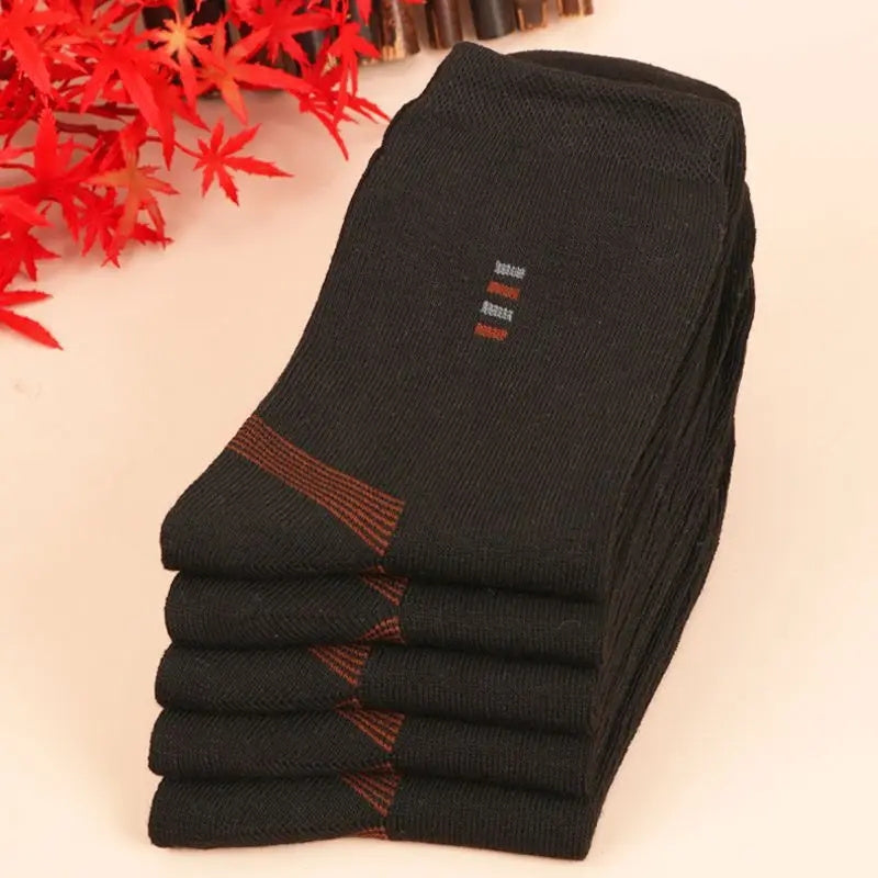 5 pairs of men's long black socks - soft, comfortable, durable, casual, simple fashion, size large, mid-calf length