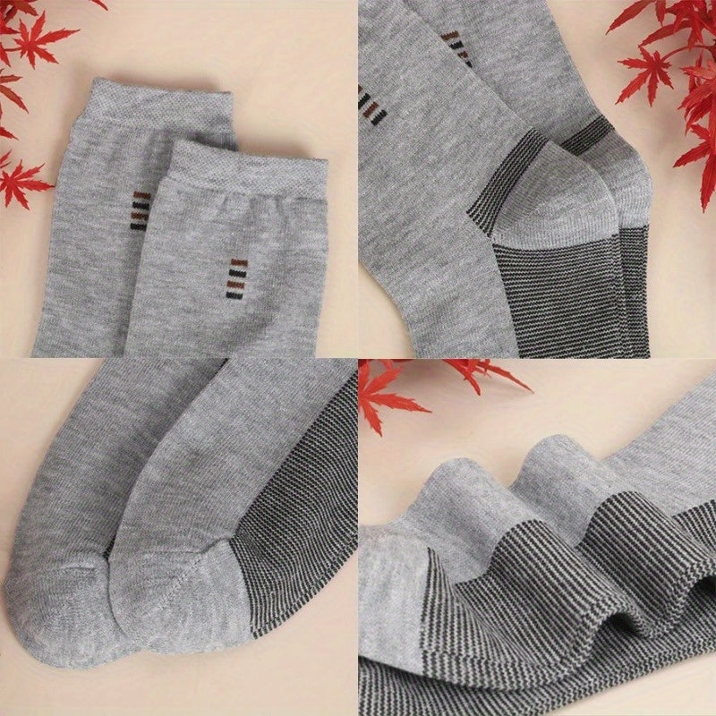 5 pairs of men's long black socks - soft, comfortable, durable, casual, simple fashion, size large, mid-calf length