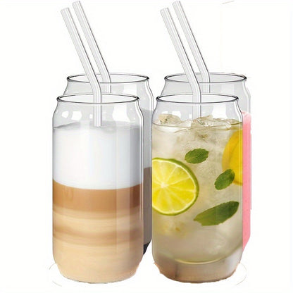 Glass water cup with straw for iced coffee, beer, and tea in various sizes. High borosilicate glass household cup with lid and straw for juice. Creative cola cup and milk cup with wooden lid, perfect for back to school.