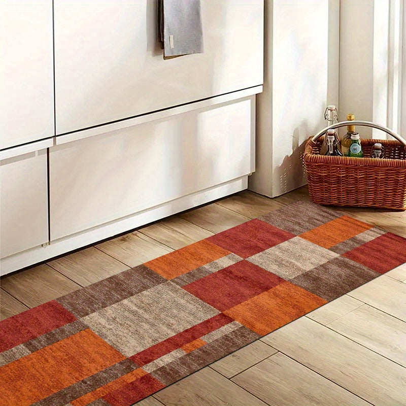 Get cozy with our stylish geometric area rug, featuring a chic design that adds warmth to any room. This absorbent and non-slip rug is perfect for hallways, living rooms, and bedrooms, thanks to its stain and water-resistant qualities. Embrace a modern