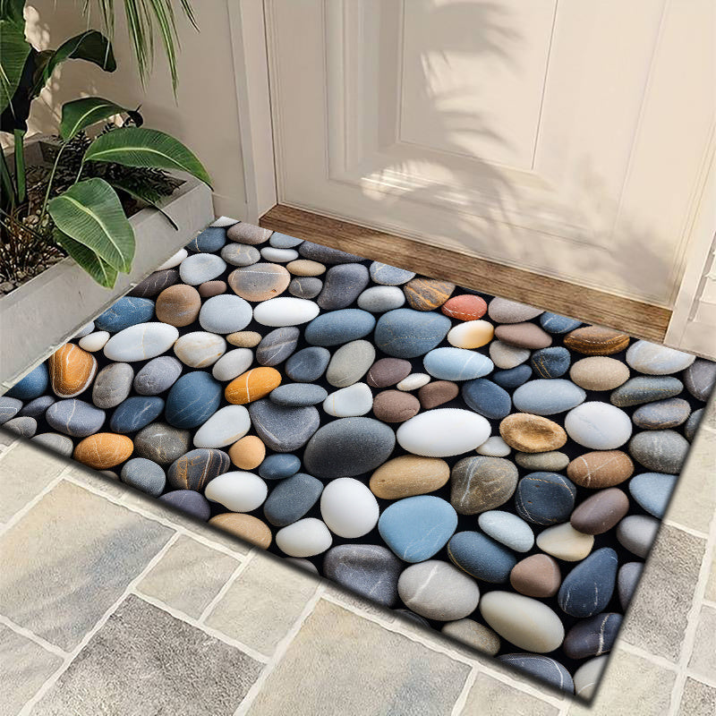 Vibrant Pebble Design Rug - Waterproof, Non-Slip, Easy to Clean | Ideal for Living Room, Bedroom, Hallway & Beyond | Adds Cozy Touch to Home Decor, Living Room Rug with Flannel Material, 830g per Square Meter, Suitable for Bathroom and Laundry Room