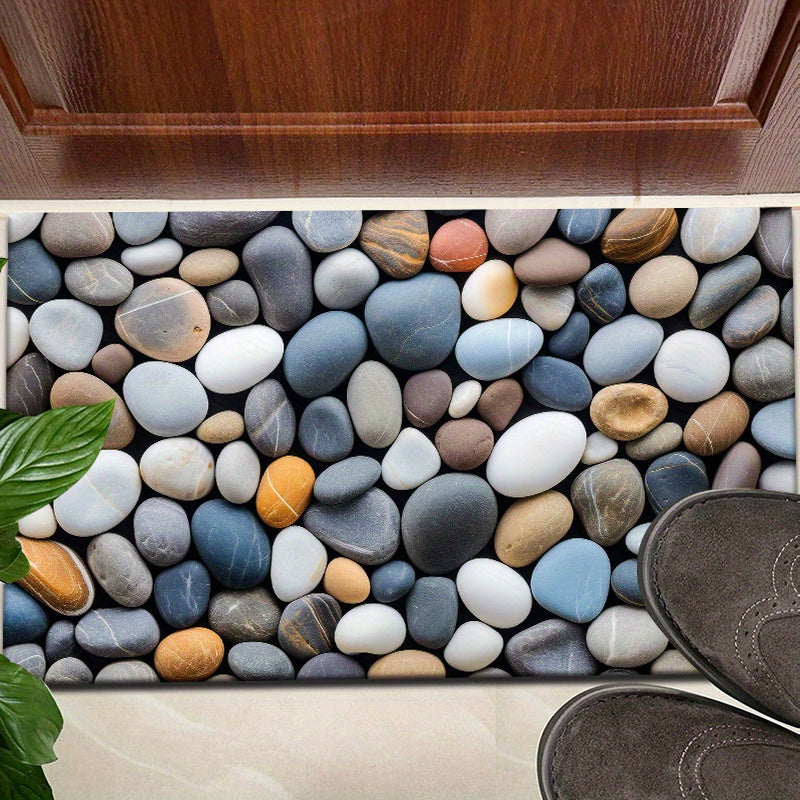 Vibrant Pebble Design Rug - Waterproof, Non-Slip, Easy to Clean | Ideal for Living Room, Bedroom, Hallway & Beyond | Adds Cozy Touch to Home Decor, Living Room Rug with Flannel Material, 830g per Square Meter, Suitable for Bathroom and Laundry Room