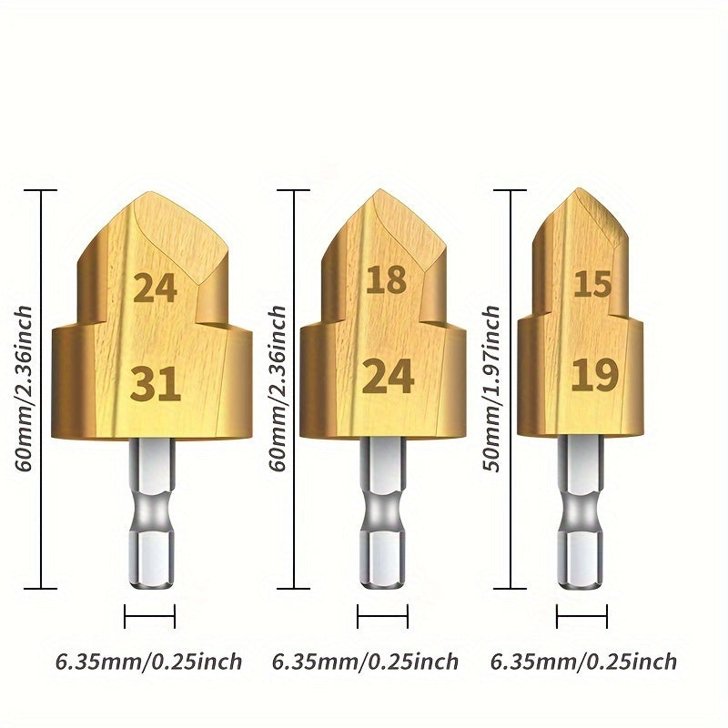 High-Speed Steel PPR Pipe Extension Drill Bit Set with Hex Shank, 4/6mm - Includes 20/25/32 Step Drills for Water Pipe Installation.