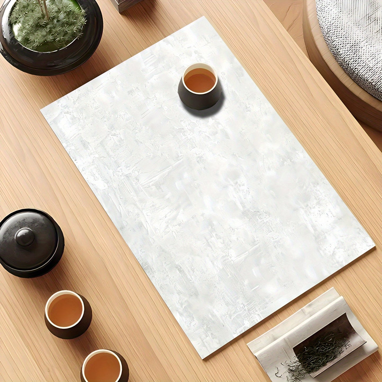 Non-Slip Marble Texture Dish Drying Mat made of Polyester - Absorbent Kitchen Countertop Pad suitable for Sink, Washing Machine Dust Cover, and Heat-Resistant Trivet - 1 piece