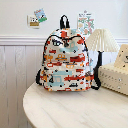 Women's school backpack with cartoon unicorns print, adjustable zipper, and high capacity.