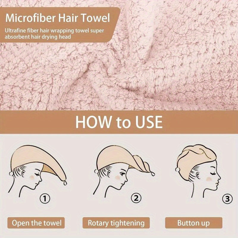 Soft and absorbent ultrafine fiber hair towel with contemporary style. Low shedding, anti-frizz, 300 GSM.