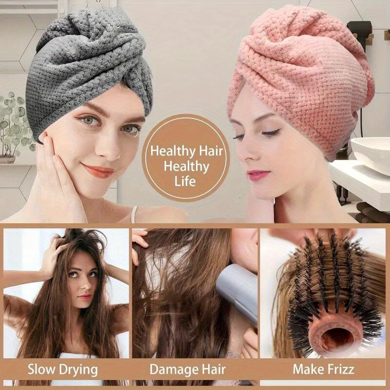 1/4 Superfine Fiber Hair Towels, 300Gsm Soft Drying Cap in Solid Colors. Super absorbent, anti-frizz wrap for curly or wet hair. Bathroom supplies.