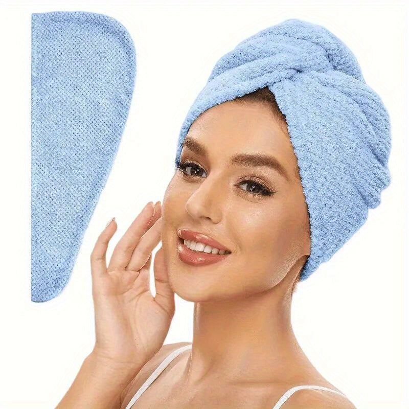 1/4 Superfine Fiber Hair Towels, 300Gsm Soft Drying Cap in Solid Colors. Super absorbent, anti-frizz wrap for curly or wet hair. Bathroom supplies.