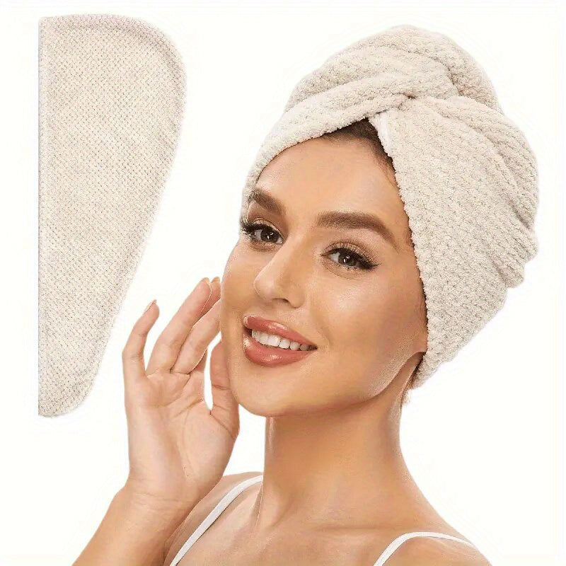 1/4 Superfine Fiber Hair Towels, 300Gsm Soft Drying Cap in Solid Colors. Super absorbent, anti-frizz wrap for curly or wet hair. Bathroom supplies.