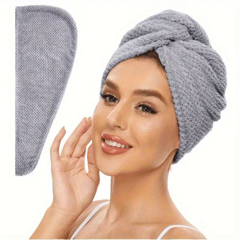 1/4 Superfine Fiber Hair Towels, 300Gsm Soft Drying Cap in Solid Colors. Super absorbent, anti-frizz wrap for curly or wet hair. Bathroom supplies.