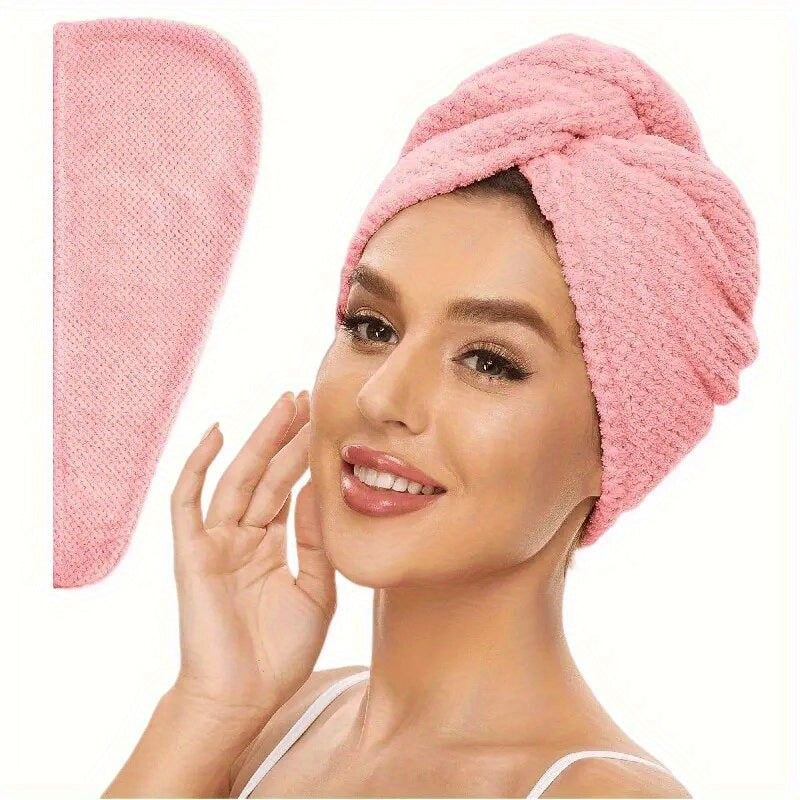 1/4 Superfine Fiber Hair Towels, 300Gsm Soft Drying Cap in Solid Colors. Super absorbent, anti-frizz wrap for curly or wet hair. Bathroom supplies.