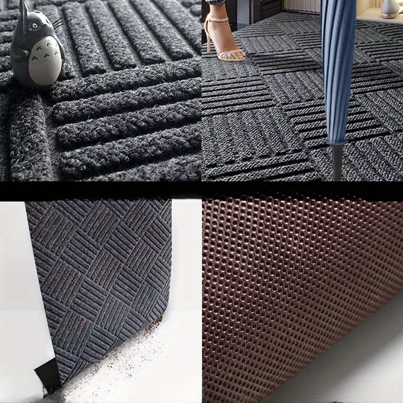 Rubber door mat for household use. Designed to prevent slipping on floors, perfect for entrances and foyers.