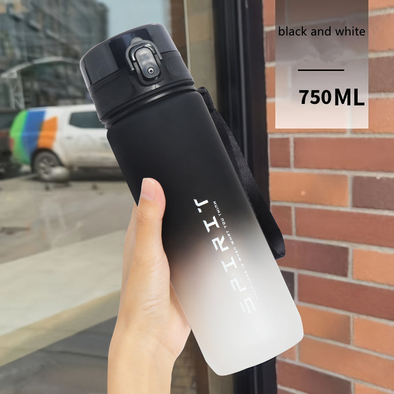 Large capacity frosted sports water bottle with a 1pc design, guaranteed leak proof and visually appealing. Easy to carry and free of bisphenol A, making it safe for fitness enthusiasts, students, and outdoor enthusiasts alike.