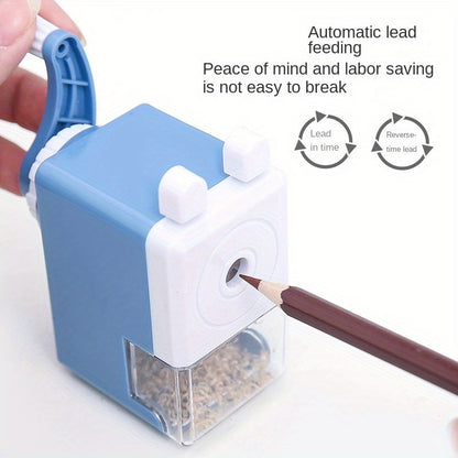 Hand-cranked automatic pencil sharpener with lead insertion, perfect for parties, offices, and gifts.