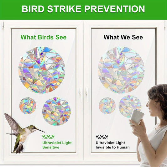 26 pieces of window decals designed to prevent bird strikes, featuring anti-collision bird deflectors and rainbow suncatcher stickers for glass windows.