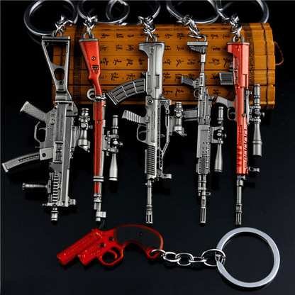 Trendy Miniature AKM Keychain Model, Made of Zinc Alloy Metal, perfect for PUBG-Style Keyring to accessorize Backpacks and more