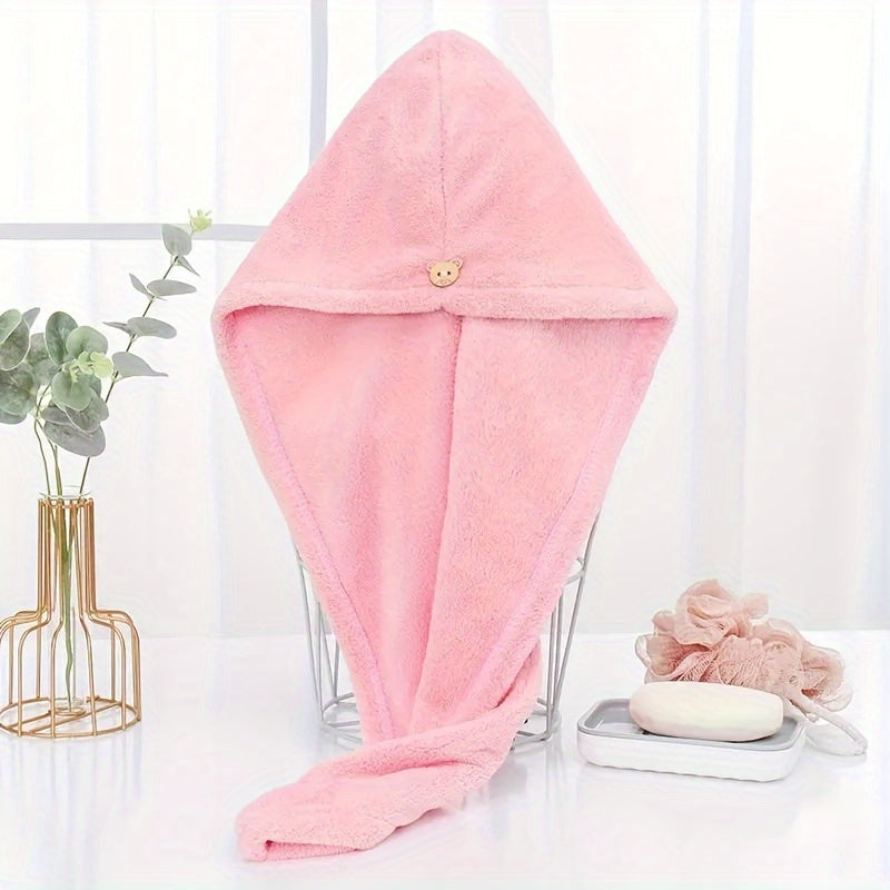 Soft, quick-drying hair towel wrap for women - absorbent polyester shower cap for modern bathrooms.