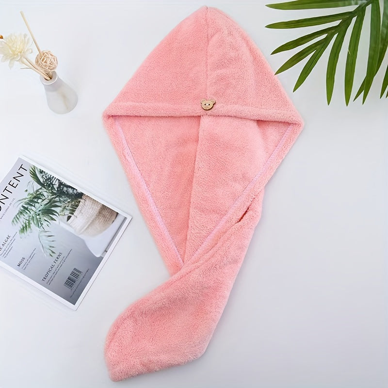 Soft, quick-drying hair towel wrap for women - absorbent polyester shower cap for modern bathrooms.