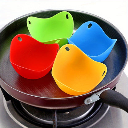 Set of 4 Silicone Egg Poachers Made Without BPA - Features Multiple Layers, Non-Stick Surface, and Can Be Used in Microwave, Air Fryer, and on Stovetop